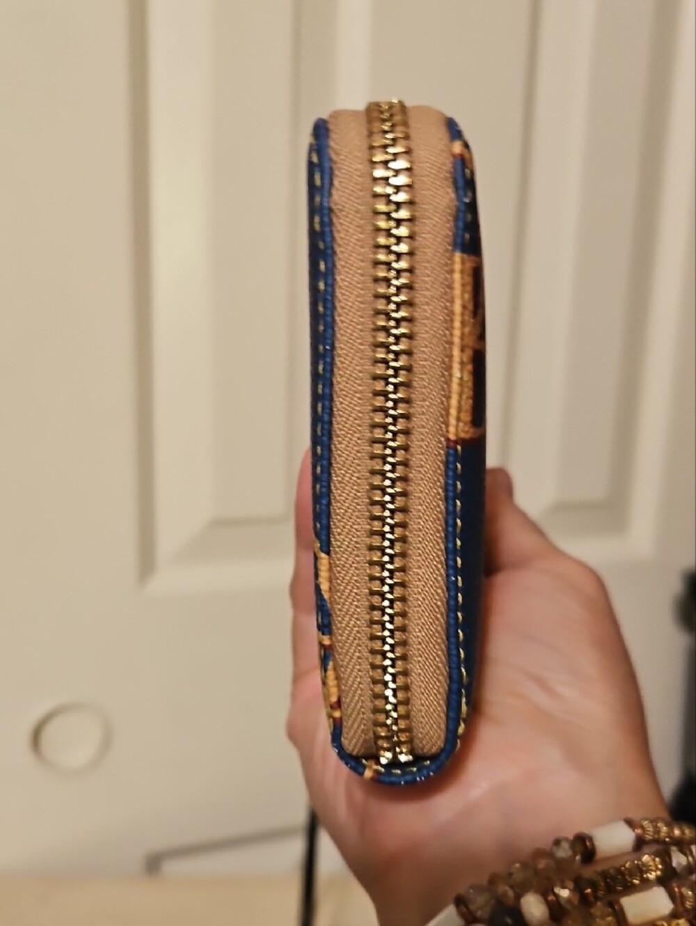 Dooney & Bourke EUC Blue Zip Around Wallet Monogram DB Logo - Picture 5 of 13